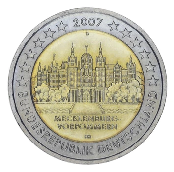 Монета Германия 2 евро 2007 Биметалл UNC Мекленбург-Передняя Померания