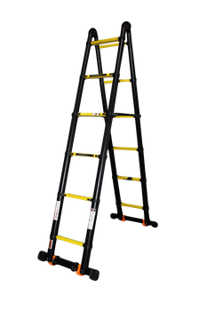 Лестница универсальная телескопическая GTM KME3050B/2.5+2.5 | 2*6ст | 1,0-5,0м анодированный алюминий