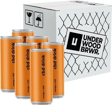 Упаковка напитка безалкогольного натурального Underwood Soda CBD Drink Orange Chili 330 мл х 6 шт (4820224362038)