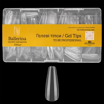 Гелевые типсы для наращивания ногтей Балерина / Ballerina, 250 шт/уп (Качество Premium)