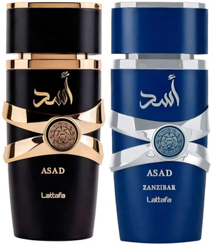 Zestaw męski Lattafa Asad 5th Anniversary Edition Woda perfumowana Asad 100 ml + Asad Zanzibar 100 ml (6290362346135)