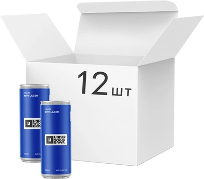 Упаковка пива Underwood Brewery Kyiv Lager світле нефільтроване 5% 0.33 л x 12 шт (14820224360321)