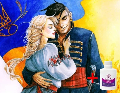 Алмазная вышивка на подрамнике ColorArt 40x50 Казак і казачка SPP116 + Подарок лак для покрытия