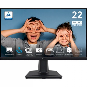 Монитор 21.45" msi pro mp225v, Black, wled, va, 1920x1080 (16:9), 1 мс, 100 Гц, 300 кд/м, 4000:1, 178°/178°, vga/hdmi, vesa 100x100, Adaptive Sync