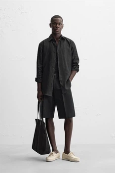 Сорочка зі 100% льону Zara чорний 3090/344/800 M