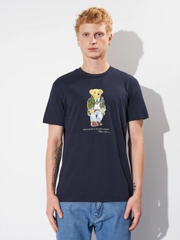 Футболка бавовняна довга чоловіча Polo Ralph Lauren 11589 L Темно-синя (smt2000000038537)