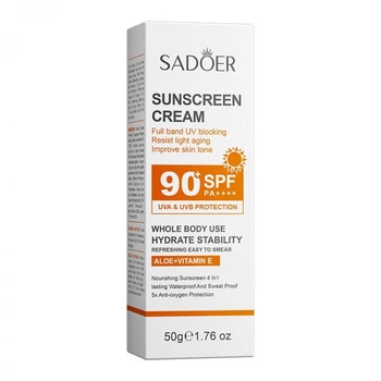 Крем сонцезахисний SADOER Sunscreen Cream SPF PA+++ 90, відбілюючий, із захистом від УФ-променів, 50 мл