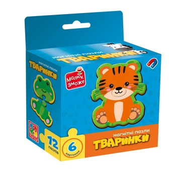 Дитячі магнітні пазли "Тваринки" Vladi Toys VT1733-04, 6 картинок