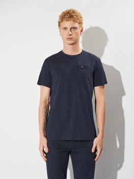 Футболка хлопковая длинная мужская Tommy Hilfiger 11639 2XL Темно-синяя (smt2000000040837)