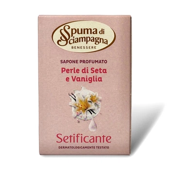 Мыло твердое Spuma di Sciampagna шелковый и ванильный жемчуг perle di sete e vaniglia, 90 г