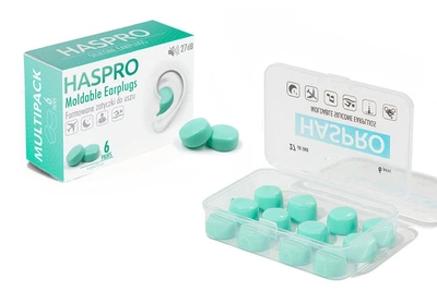 Силиконовые беруши для сна SNR 27 дБ Haspro Multipack 6 пар (мятый цвет) с футляром