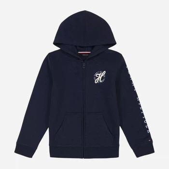 Дитяча тепла толстовка з капюшоном для дівчинки Tommy Hilfiger 951876559 122 см Синя (1159842058)