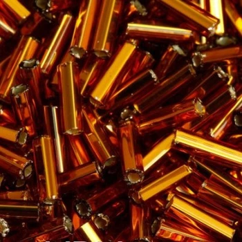 Бісер чеський Peciosa Стеклярус блискучий 953 / 17070 розмір 5" 12мм Темно-золотистий 5 грам