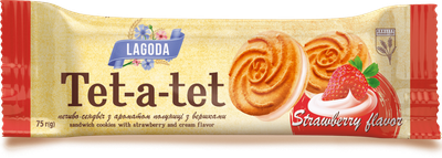 Печенье Лагода Тет-а-тет сэндвич Клубника со сливками 75г (30)