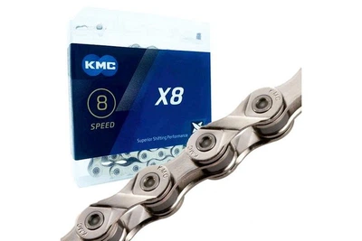 Цегла велосипедна KMC X8 Silver 8 spd, 116 ланок, із замком