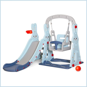Гірка для дітей з гойдалкою Mealux Bunny (арт. KD-B261 Blue)