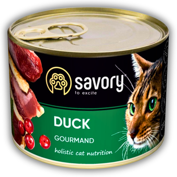 Вологий корм для вибагливих котів Savory з качкою 200 г