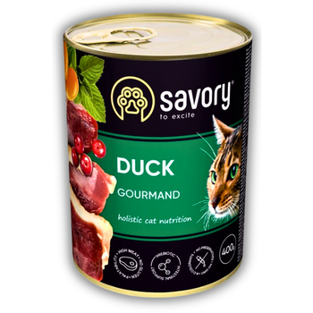 Влажный корм для прихотливых кошек Savory с уткой 400 г