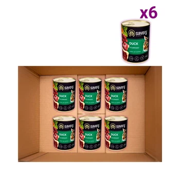 Упаковка влажного корма для требовательных кошек Savory с уткой 400 г х 6 шт.