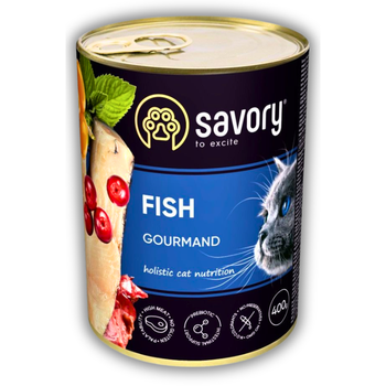 Вологий корм для вибагливих котів Savory з рибою 400 г