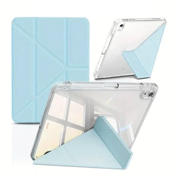Чохол iPad Air 4/5 10.9" Air 11" M2/M3 Pro 11" 2018-2022 TPU Transformer Clear Frame Acrylic Pen Slot Smart Case light blue