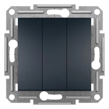 Выключатель трёхклавишный Schneider Electric Asfora антрацит EPH2100171