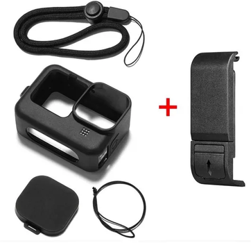 Силіконовий чохол для GoPro Hero 9 10 11 12 кришка відсіку чорний (2595555408)