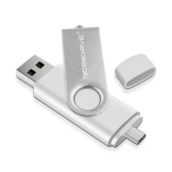 USB Флешка 2в1 32GB Type-C/USB OTG Microdrive Белый