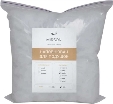 Наповнювач для подушок MirSon Бамбук Антиалергенний (50% бамбук/50% Eco-Soft) 500 г (2200011137087)