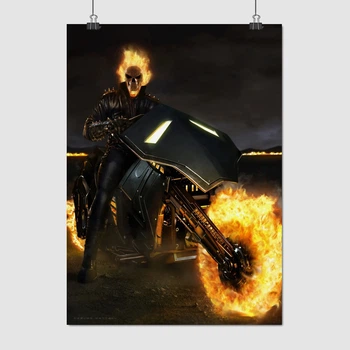 Постер Призрачный Гонщик на байке, Ghost Rider, A3 42×30 см (id0339)