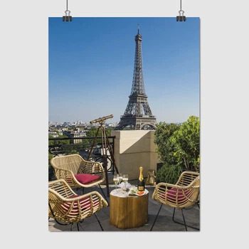 Постер Эйфелева Башня, вид из кафе, Париж, Paris, France, A3 42×30 см (id3711)