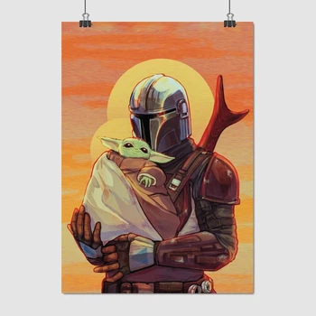 Постер Мандалорец, Звёздные Войны, Дин Джарин и Грогу, Mandalorian, Star Wars, A2 60×43 см (id3959)