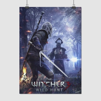 Постер Відьмак Геральт та Король Дикого Гону Ередін, Witcher, A3 42×30 см (id0453)