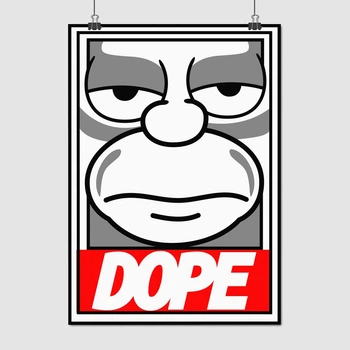 Постер Симпсоны, Гомер, минималистичный портрет, Simpsons, Dope, A3 42×30 см (id1025)