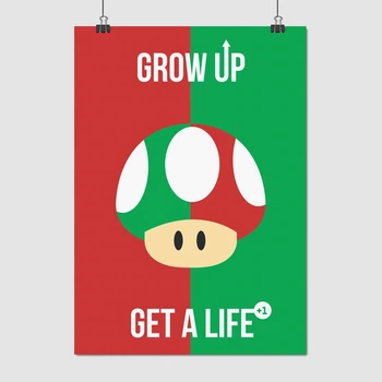Постер Супер Марио, Super Mario, Grow up!, плакат для геймера, A3 42×30 см (id3541)