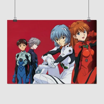 Постер Євангеліон, Рей, Аска, Сіндзі та Каору, Neon Genesis Evangelion, A3 30×42 см (id5038)