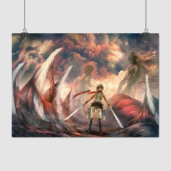 Постер Атака на титанов, Микаса Аккерман и останки титана, Attack on Titans, A3 30×42 см (id0478)