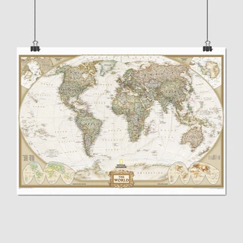 Постер Географическая карта мира (англ), World Map, A0+ 106×151 см (id1208)