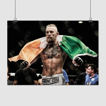 Постер Конор Макгрегор с флагом, Conor McGregor, A3 30×42 см (id1916)