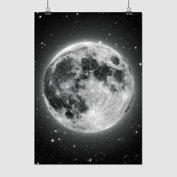 Постер Луна на фоне звёзд, Moon, A3 42×30 см (id4255)