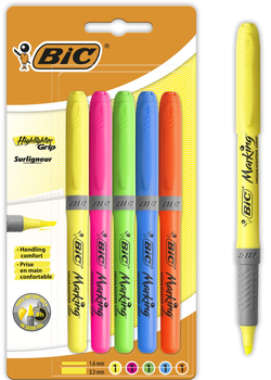 Набір маркерів BIC Highlighter Grip Multicolour 5 шт (3086126620688)