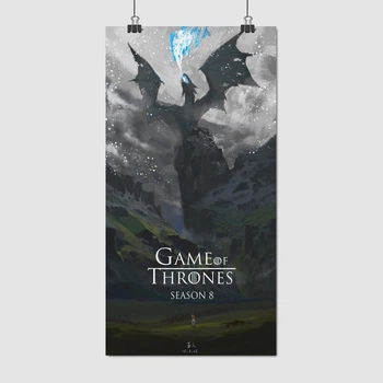 Постер Игра Престолов 8-й сезон, дракон, арт, GoT, Game of Thrones, A2 60×31 см (id3301)