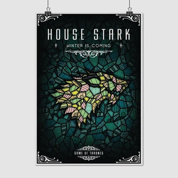 Постер Игра Престолов, Дом Старков, мозаика, GoT, Game of Thrones, A3 42×30 см (id0717)