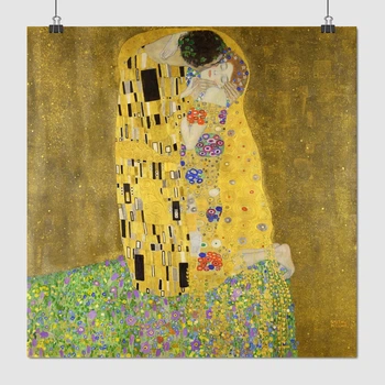 Постер Поцелуй — Густав Климт, Gustav Klimt, The Kiss, репродукция картины, A3 30×30 см (id4367)
