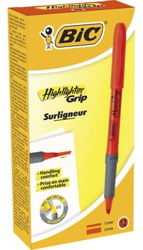 Zestaw zakreślaczy BIC Highlighter Grip 12 szt Pomarańczowy (0070330330993)