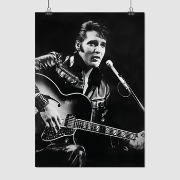 Постер Элвис Пресли с гитарой на концерте, 1977, Elvis Presley, рок-н-ролл, A1 85×60 см (id1743)
