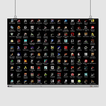 Постер Рабочий стол геймера 1998, Win98, pixelart, retrogames, A3 30×40 см (id6734)