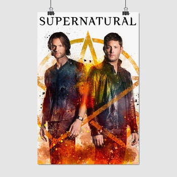 Постер Сверхъестественное, братья Винчестеры и логотип, Supernatural, A3 42×28 см (id4313)