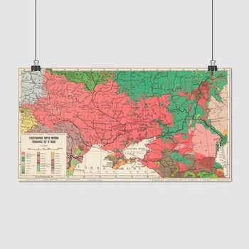 Постер Этнографическая карта Украины 1949, Кубиевич, A2 32×60 см (id6498)