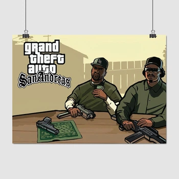 Постер ГТА, Большая автокража, Grand Thief Auto, GTA San Andreas, Свит и Райдер, декор комнаты геймера, A3 30×42 см (id4417)